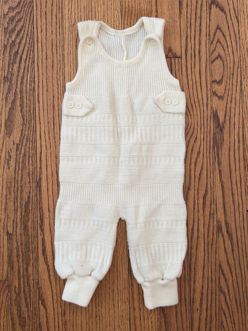 Vintage Handmade Baby Cream Knit Infant Romper As Is